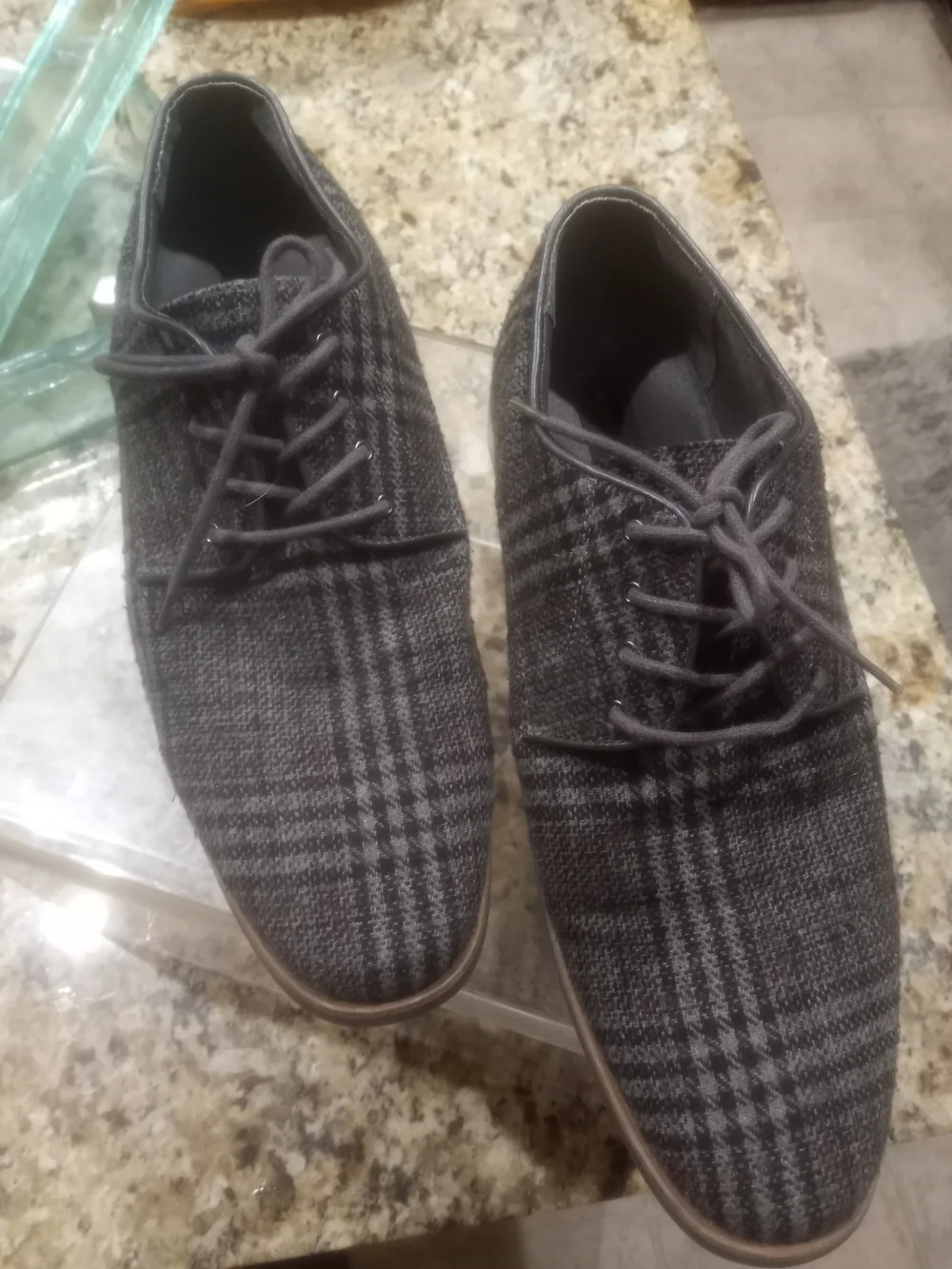 Giorgio Brutini Gray Plaid Lace-Up Men's Dress Shoes